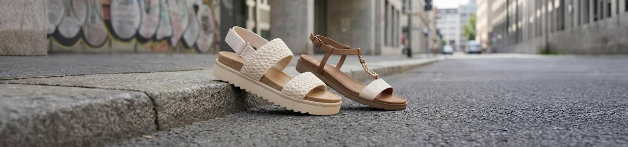 sandals at a curb