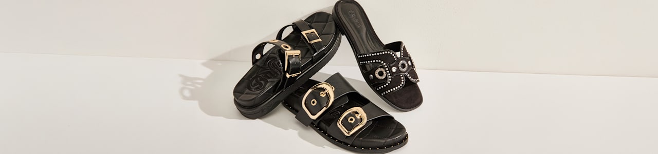 three black sandals