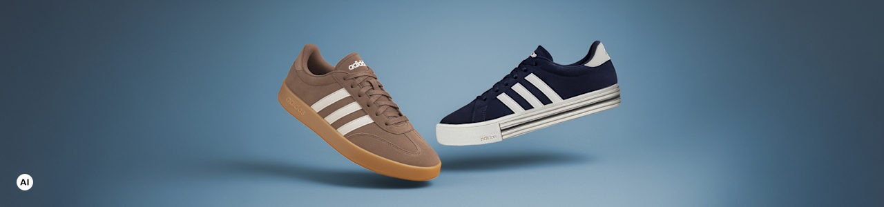 Two Adidas Sneakers in front of blue background