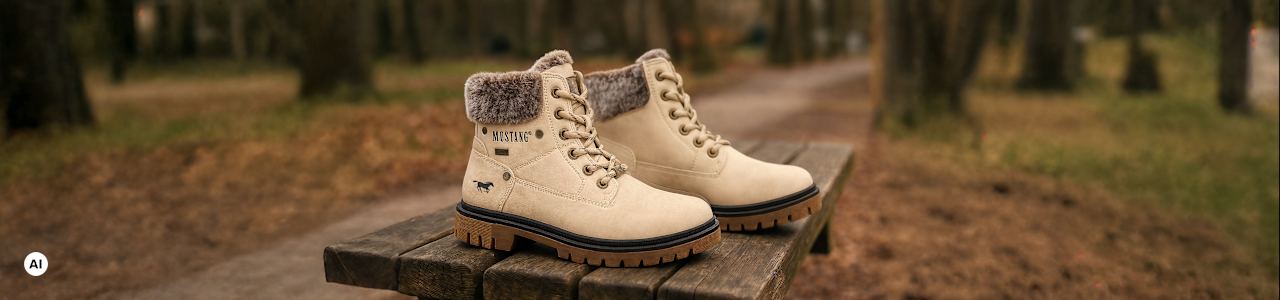 Two Kids boots on a bench in the forrest