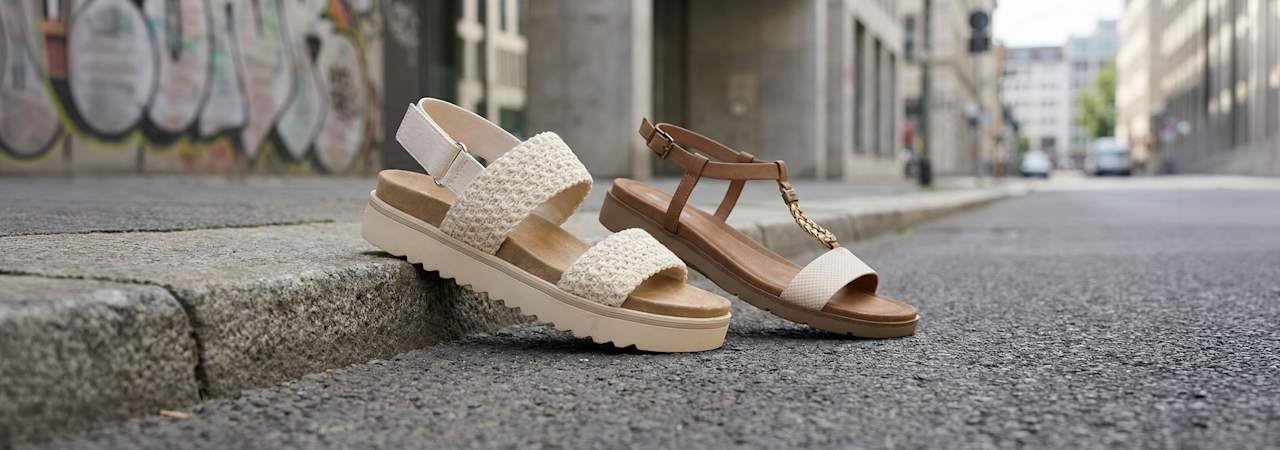 sandals at a curb
