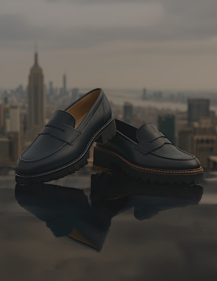 Two loafers in front of the New York Skyline