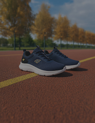 Two sporty sneaker on a sports field