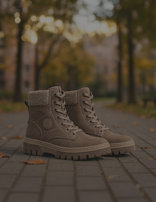 Two boots on the ground in a park