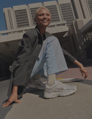 A young woman wearing sneaker