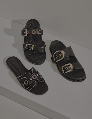 three black sandals
