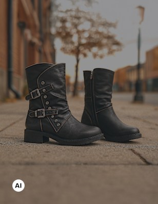 two Boots on a walkway