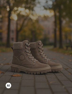 Two boots on the ground in a park