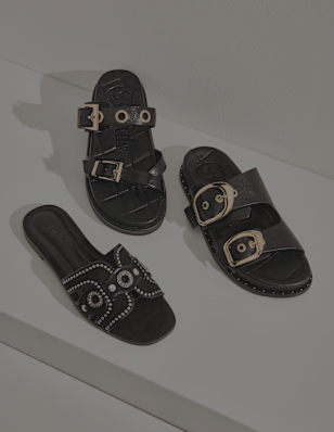 three black sandals