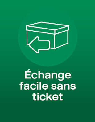 Box with arrow icon: “Échange facile sans ticket”