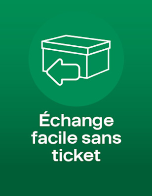 Box with arrow icon: “Échange facile sans ticket”