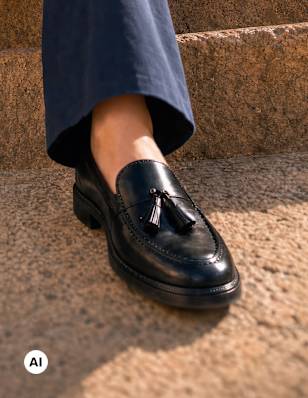A woman wearing loafer