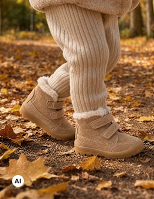 first steps boots in a forest in autumn