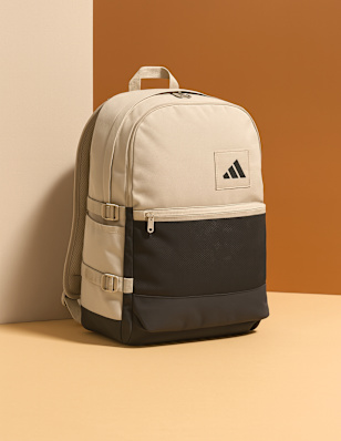 A Backpack in front of coloured background