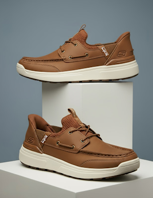 brown shoes on a pedestal
