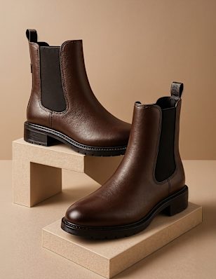 Two Boots in front of a coloured Background