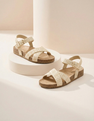 flat sandals on a pedestal