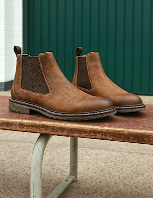 Two Desert Boots on a bench