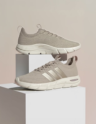 light brown shoes on a pedestal