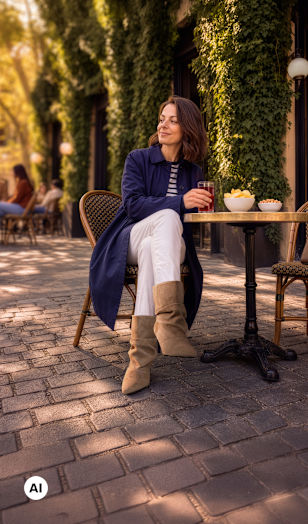 A woman wearing slouchy boots