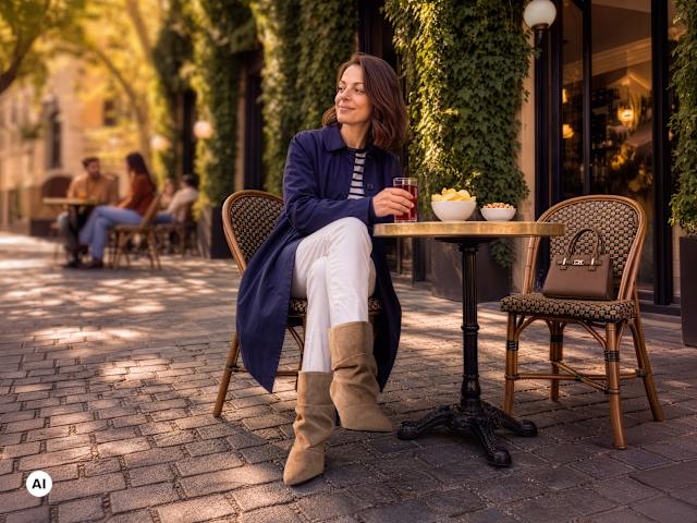 A woman wearing slouchy boots