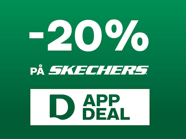 Green banner with the message '20% on Skechers APP DEAL' in white