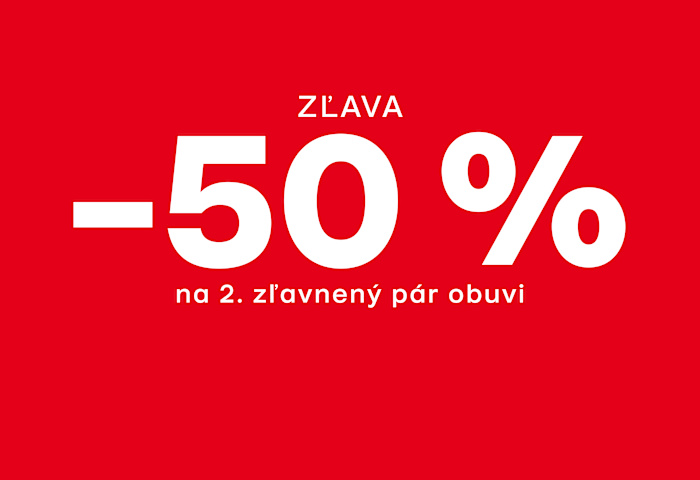 -50 % na 2. lacnejší pár z výpredaja!