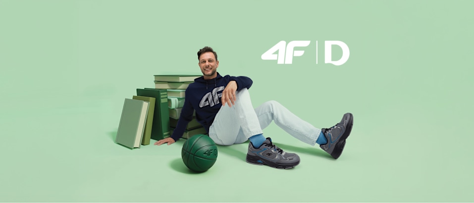 Green background and a person with sneaker