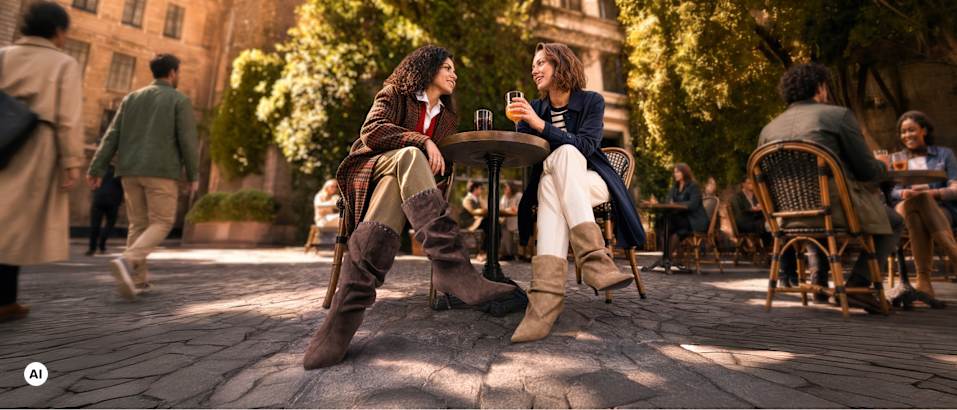 A woman wearing slouchy boots