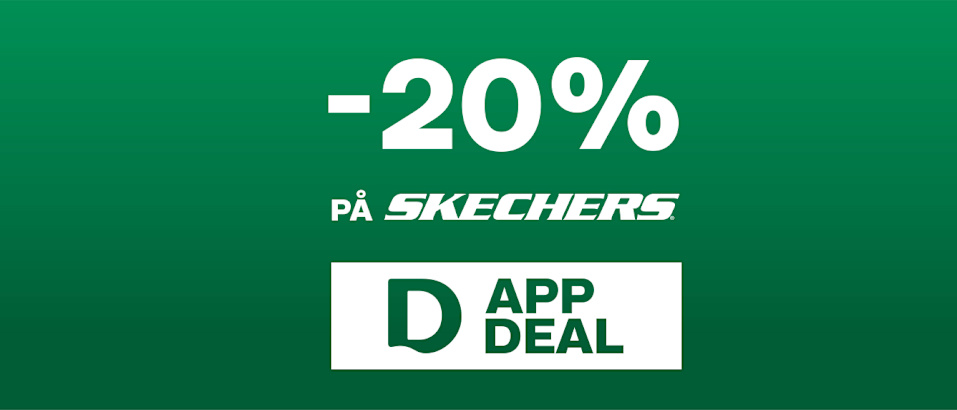Green banner with the message '20% on Skechers APP DEAL' in white