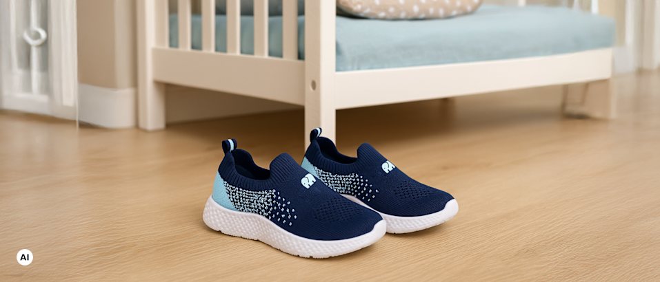 Two kids slippers in a kids bedroom
