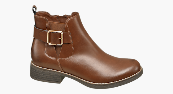 Botin Tipo Chelsea Con Suela Chunky En Cuero Coñac Frida - Sara Pérez