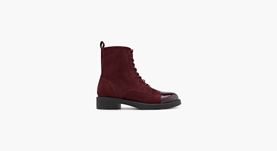 Bottes Grafters Monkey Boot - Style Rétro Années 80 - Cuir Enduit - Taille 36.5 EU - Noir/Bourgogne