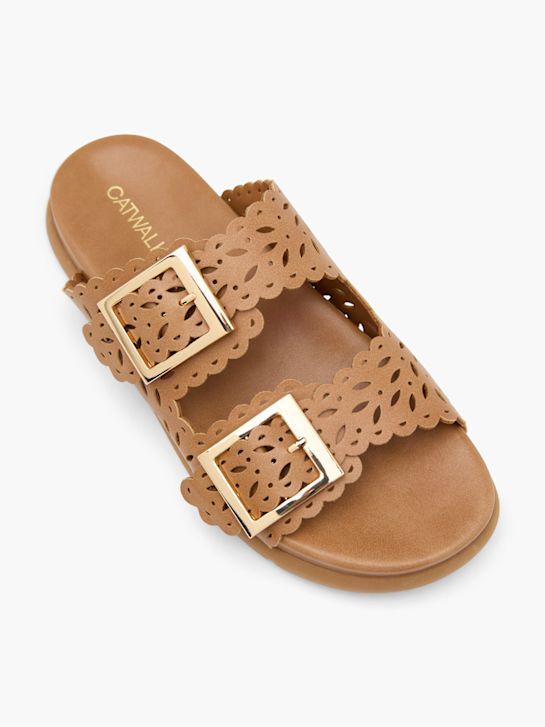 Catwalk Flache Pantolette Cognac 82398 2