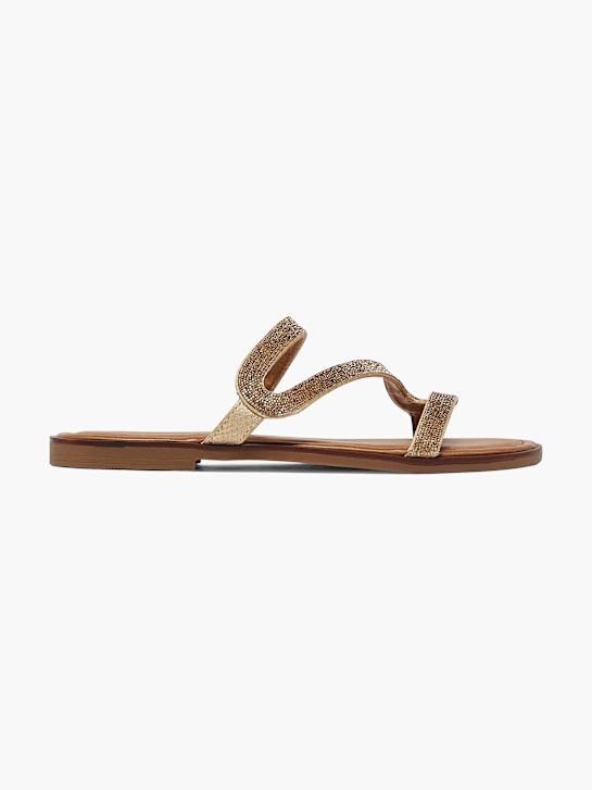 Graceland Flache Pantolette Gold 20162 1