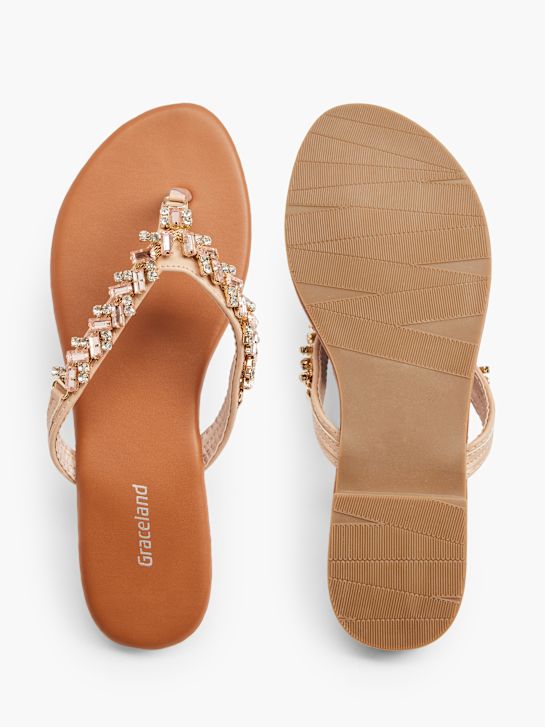 Graceland Sandal med tå-split Beige 4184 3