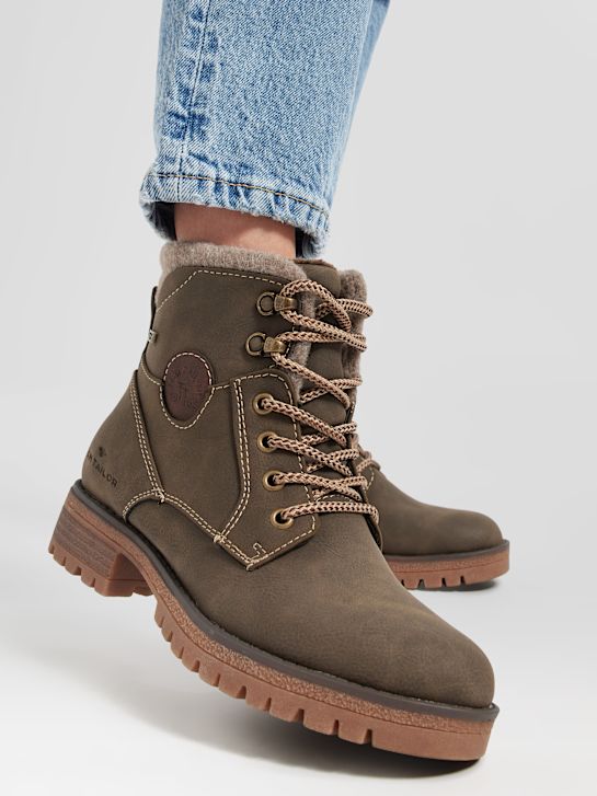 TOM TAILOR Bottes à lacets Kaki 4407 7