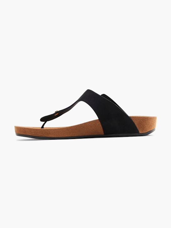 Graceland Sandal med tå-split Sort 7340 2
