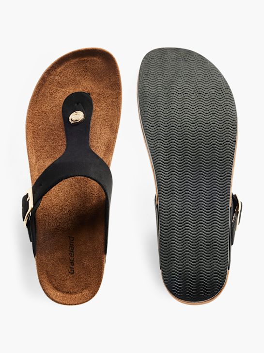 Graceland Sandal med tårem Svart 7340 3
