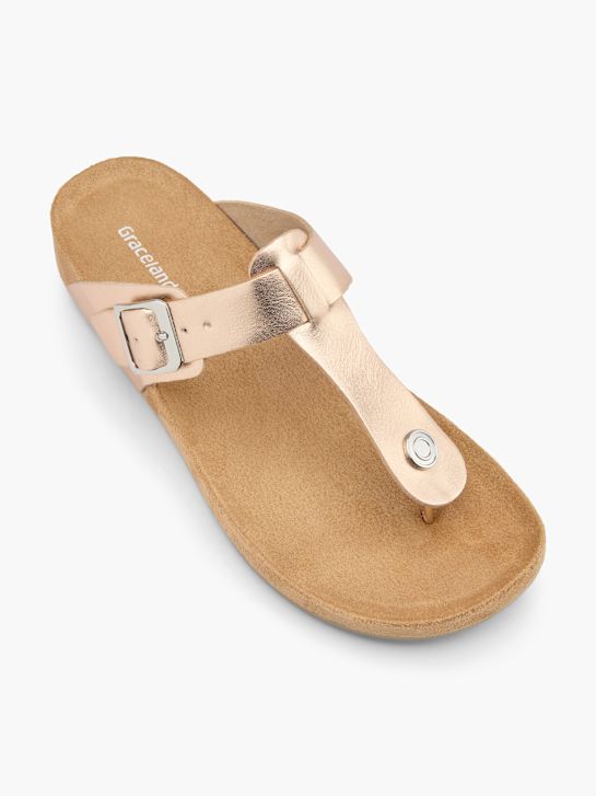 Graceland Sandal med tå-split Guld 13056 2