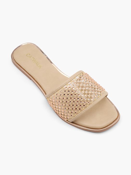 Catwalk Flache Pantolette Beige 60492 2