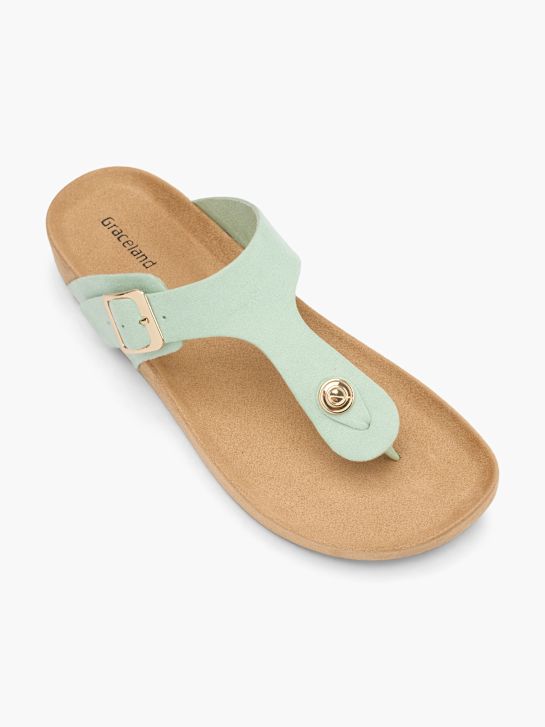 Graceland Sandal med tå-split Grøn 62485 2