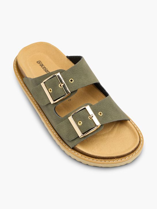 Graceland Tieffuß Pantolette Khaki 139927 2