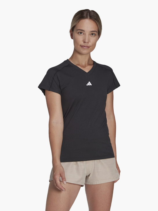 adidas AEROREADY Train Essentials Minimal Branding V-Neck T-Shirt Schwarz 143120 2