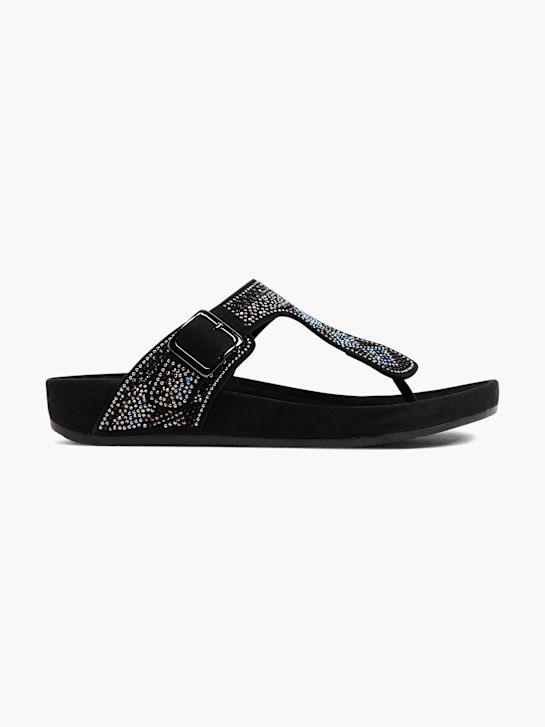 Graceland Sandal med tå-split Sort 21680 1