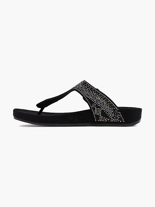 Graceland Sandal med tå-split Sort 21680 2