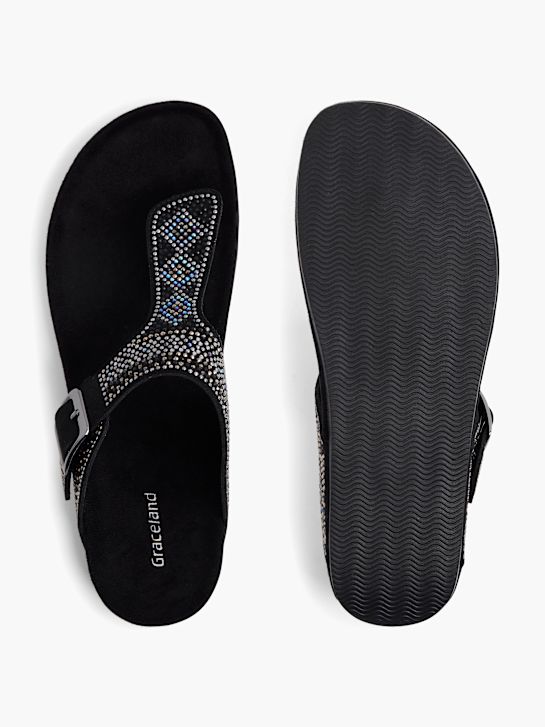 Graceland Sandal med tå-split Sort 21680 3