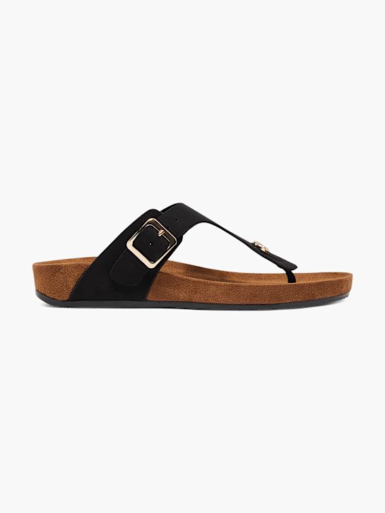 Graceland Sandal med tå-split Sort 9787 1