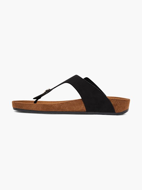 Graceland Sandal med tå-split Sort 9787 2