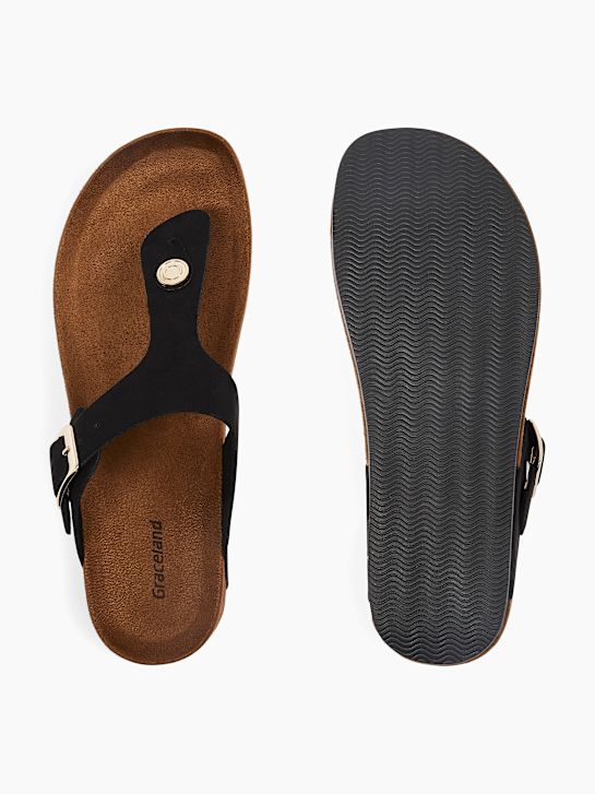 Graceland Sandal med tå-split Sort 9787 3